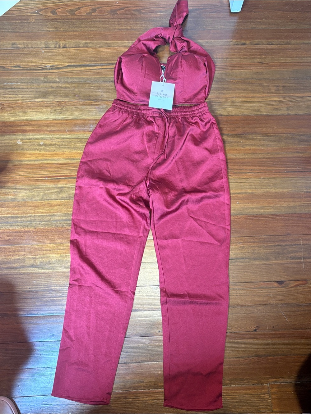 Women's Red Halter Two Piece Set